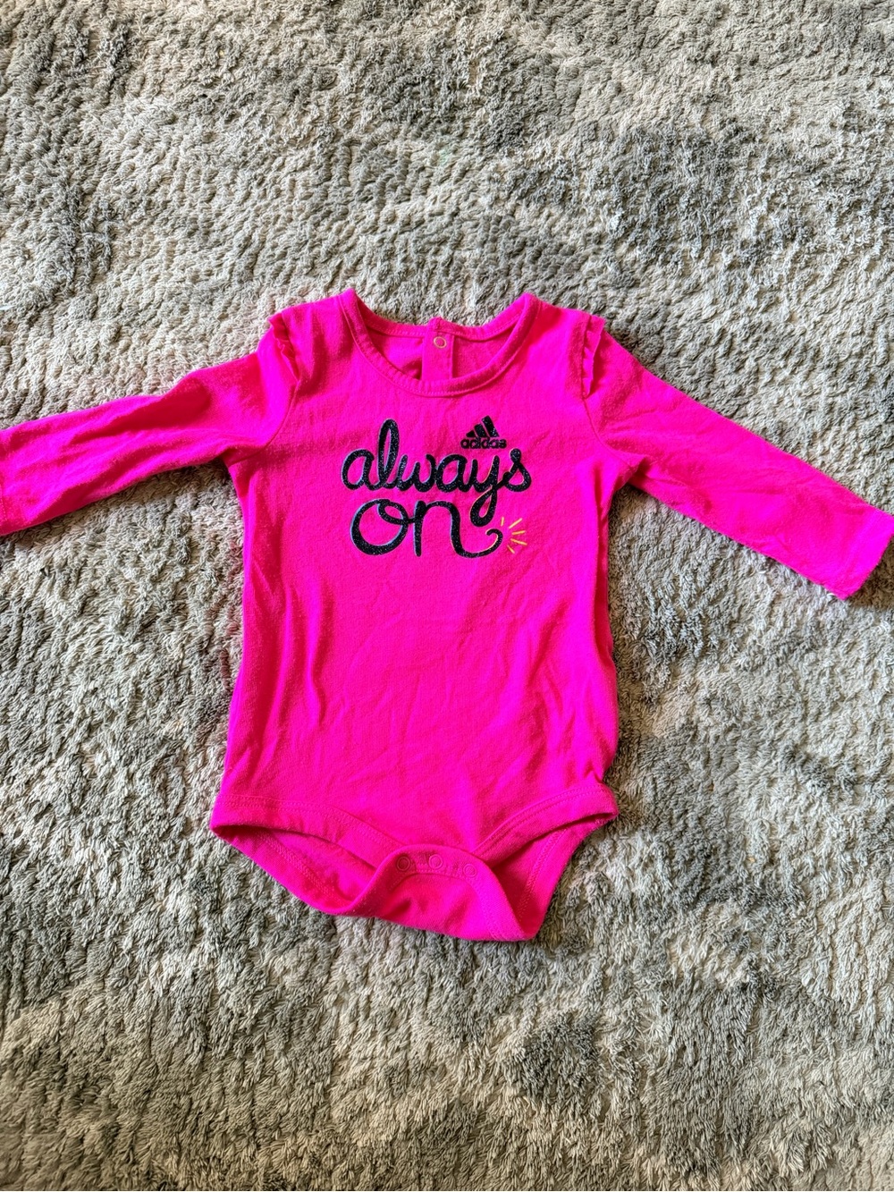 adidas Kids Hot Pink Long Sleeve One-Piece Bodysuit